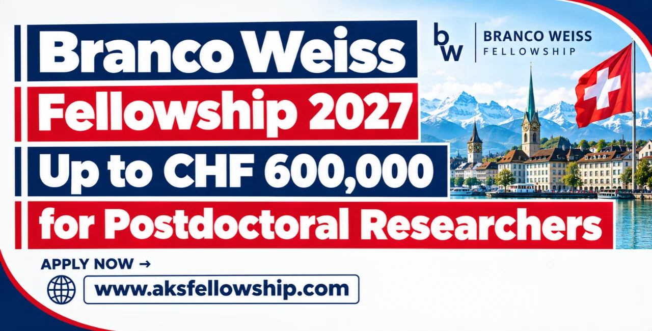 Branco Weiss Fellowship 2027: Up to CHF 600,000 for Postdoctoral Researchers